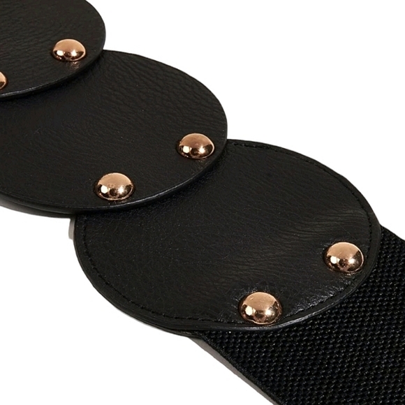 Black w/ Gold Studs Wide Width Belt - Picture 4 of 4